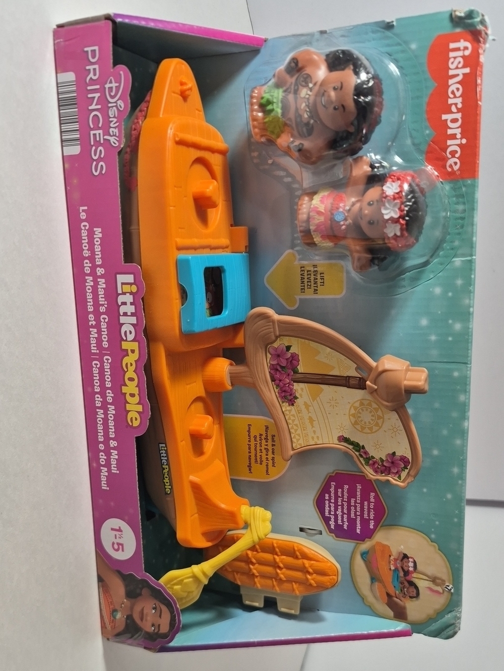 Fisher-Price Little People Disney Princess Moana & Maui Canoe Set 2 Figures